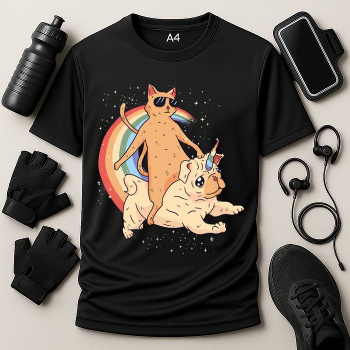 Cat Riding Unidog Funny Dog Unicorn Performance Shirt