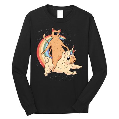 Cat Riding Unidog Funny Dog Unicorn Long Sleeve Shirt