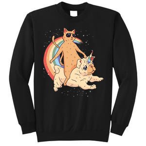 Cat Riding Unidog Funny Dog Unicorn Sweatshirt