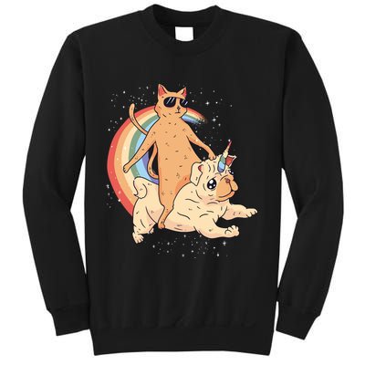 Cat Riding Unidog Funny Dog Unicorn Sweatshirt