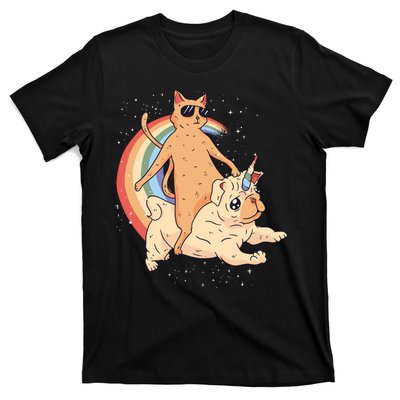 Cat Riding Unidog Funny Dog Unicorn T-Shirt