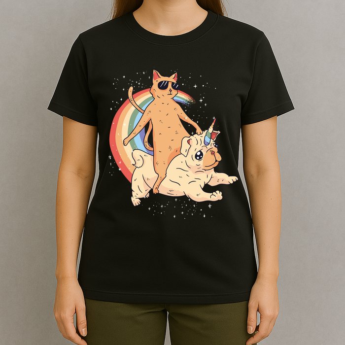 Cat Riding Unidog Funny Dog Unicorn T-Shirt
