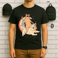 Cat Riding Unidog Funny Dog Unicorn T-Shirt