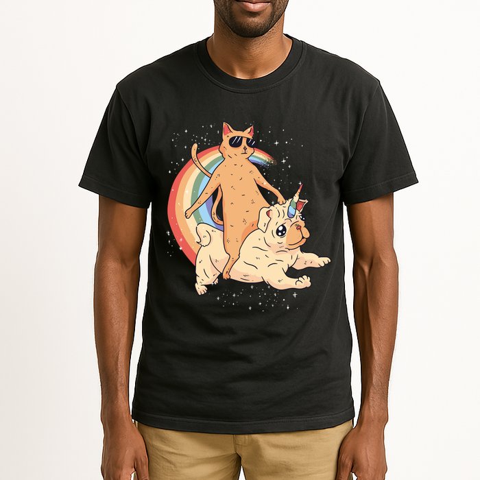Cat Riding Unidog Funny Dog Unicorn Tall T-Shirt