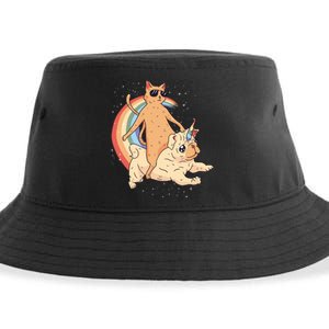 Cat Riding Unidog Funny Dog Unicorn Sustainable Bucket Hat