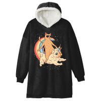 Cat Riding Unidog Funny Dog Unicorn Hooded Wearable Blanket