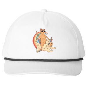 Cat Riding Unidog Funny Dog Unicorn Snapback Five-Panel Rope Hat