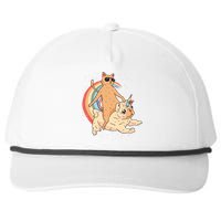 Cat Riding Unidog Funny Dog Unicorn Snapback Five-Panel Rope Hat