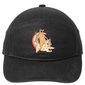 Cat Riding Unidog Funny Dog Unicorn 7-Panel Snapback Hat