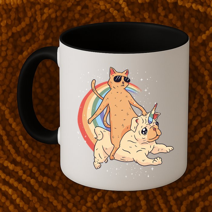 Cat Riding Unidog Funny Dog Unicorn Mug