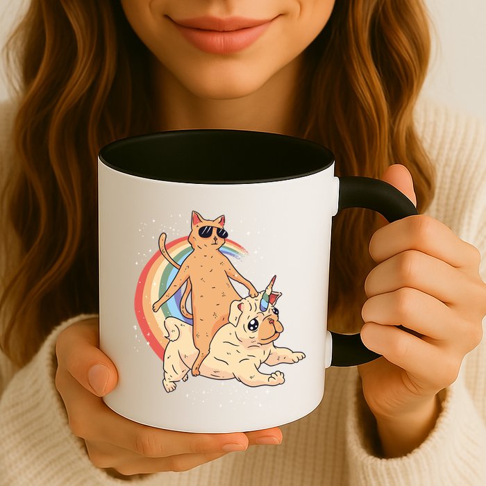 Cat Riding Unidog Funny Dog Unicorn Mug