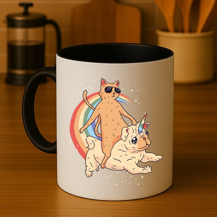 Cat Riding Unidog Funny Dog Unicorn Mug