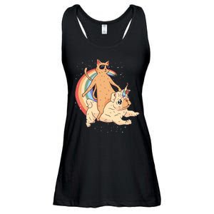 Cat Riding Unidog Funny Dog Unicorn Ladies Essential Flowy Tank