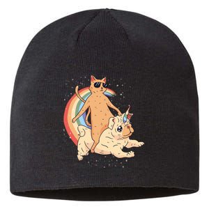 Cat Riding Unidog Funny Dog Unicorn Sustainable Beanie