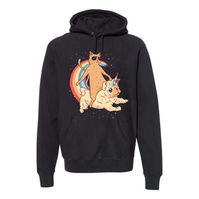 Cat Riding Unidog Funny Dog Unicorn Premium Hoodie