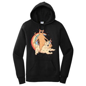 Cat Riding Unidog Funny Dog Unicorn Women's Pullover Hoodie