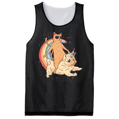 Cat Riding Unidog Funny Dog Unicorn Mesh Reversible Basketball Jersey Tank