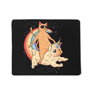 Cat Riding Unidog Funny Dog Unicorn Mousepad