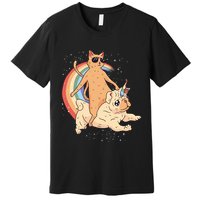 Cat Riding Unidog Funny Dog Unicorn Premium T-Shirt
