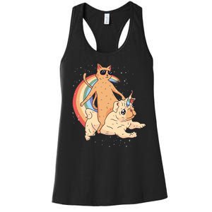 Cat Riding Unidog Funny Dog Unicorn Women's Racerback Tank