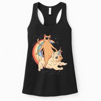 Cat Riding Unidog Funny Dog Unicorn Womens Tank Top