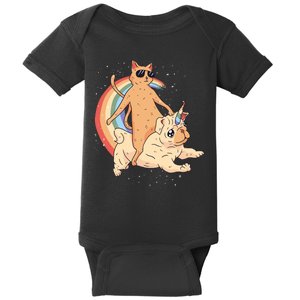 Cat Riding Unidog Funny Dog Unicorn Baby Bodysuit