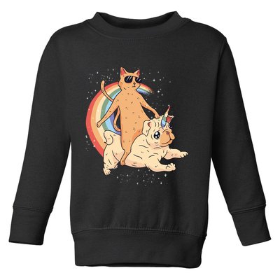 Cat Riding Unidog Funny Dog Unicorn Toddler Sweatshirt