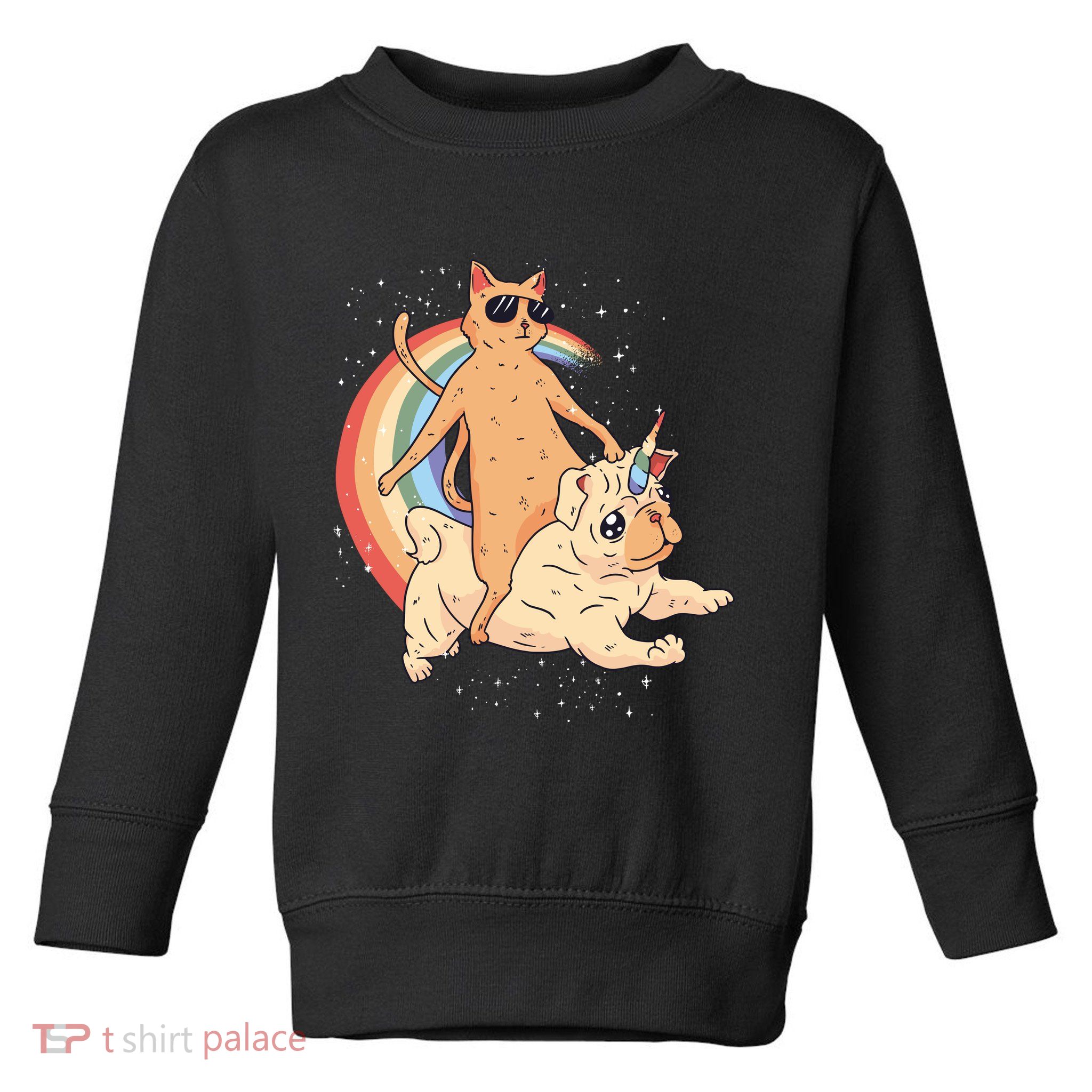 Cat Riding Unidog Funny Dog Unicorn Toddler Sweatshirt