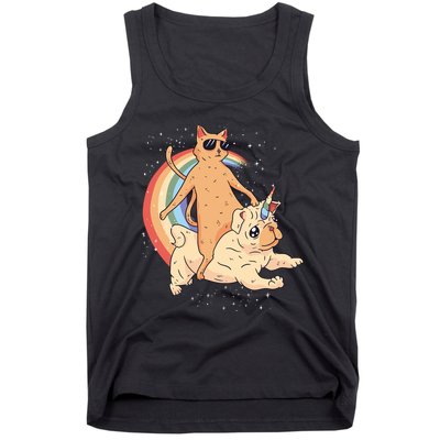 Cat Riding Unidog Funny Dog Unicorn Tank Top