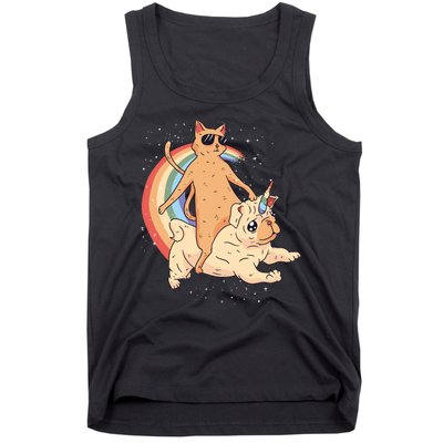 Cat Riding Unidog Funny Dog Unicorn Tank Top