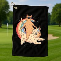 Cat Riding Unidog Funny Dog Unicorn Golf Towel