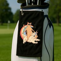 Cat Riding Unidog Funny Dog Unicorn Golf Towel