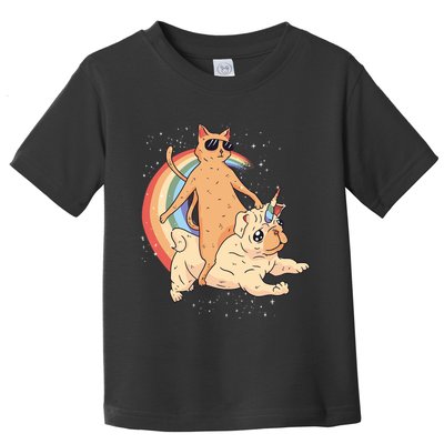Cat Riding Unidog Funny Dog Unicorn Toddler T-Shirt