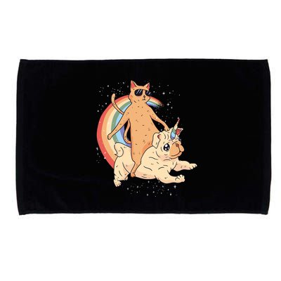 Cat Riding Unidog Funny Dog Unicorn Microfiber Hand Towel