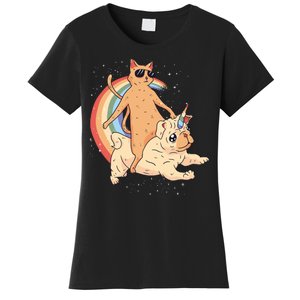 Cat Riding Unidog Funny Dog Unicorn Women's T-Shirt