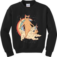 Cat Riding Unidog Funny Dog Unicorn Kids Sweatshirt