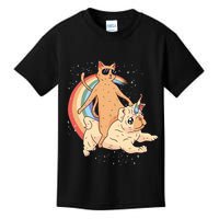 Cat Riding Unidog Funny Dog Unicorn Kids T-Shirt