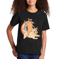Cat Riding Unidog Funny Dog Unicorn Kids T-Shirt