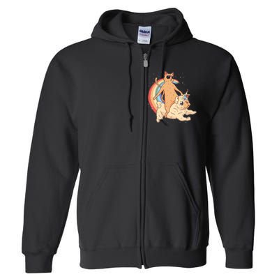 Cat Riding Unidog Funny Dog Unicorn Full Zip Hoodie