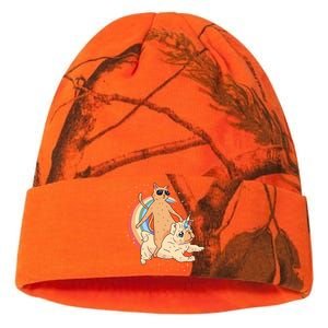 Cat Riding Unidog Funny Dog Unicorn Kati Licensed 12" Camo Beanie