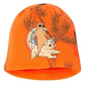 Cat Riding Unidog Funny Dog Unicorn Kati - Camo Knit Beanie