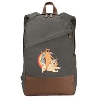 Cat Riding Unidog Funny Dog Unicorn Cotton Canvas Backpack