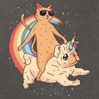 Cat Riding Unidog Funny Dog Unicorn Cotton Canvas Backpack