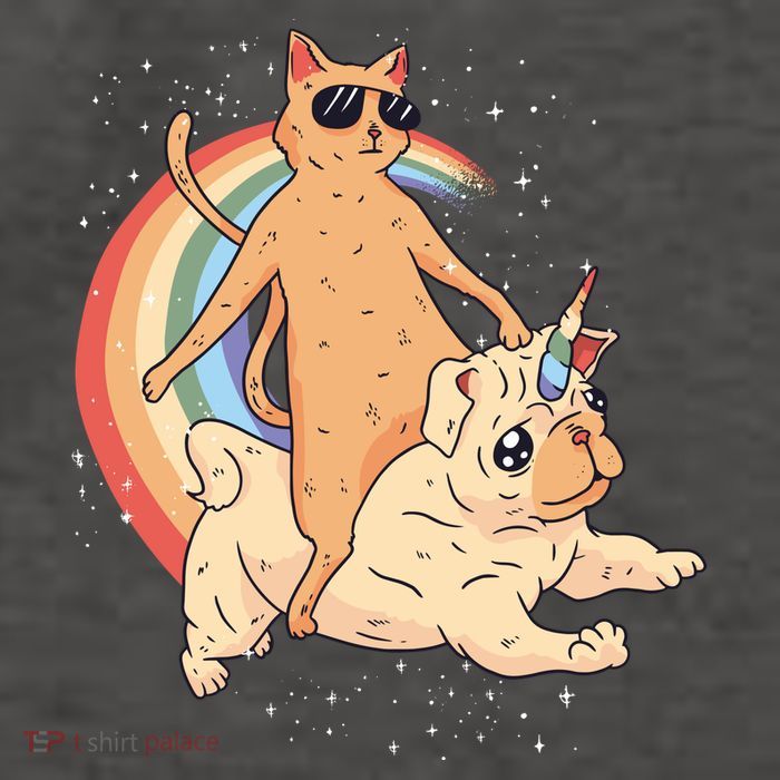 Cat Riding Unidog Funny Dog Unicorn Vector Backpack