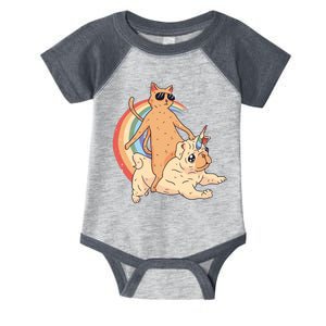 Cat Riding Unidog Funny Dog Unicorn Infant Baby Jersey Bodysuit