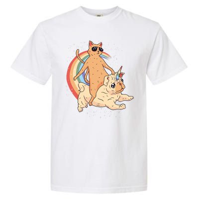 Cat Riding Unidog Funny Dog Unicorn Garment-Dyed Heavyweight T-Shirt