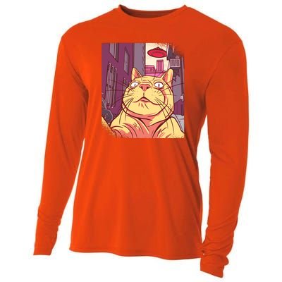 Cat Selfie Funny Cooling Performance Long Sleeve Crew