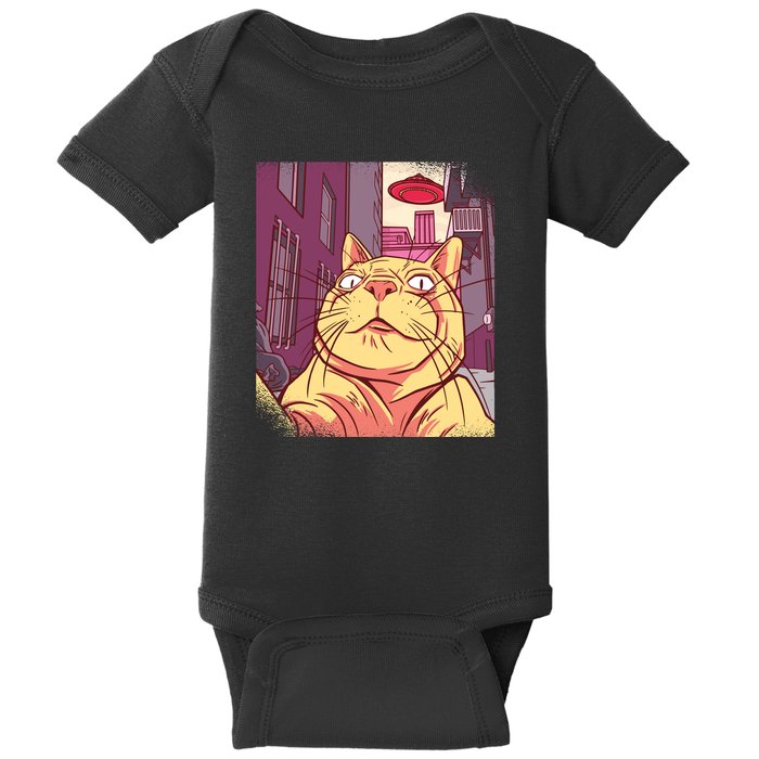 Cat Selfie Funny Baby Bodysuit