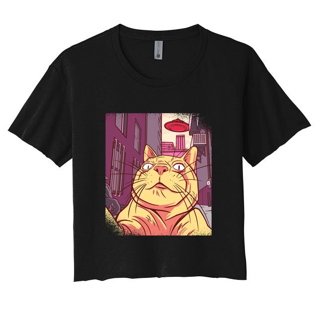 Cat Selfie Funny Crop Top