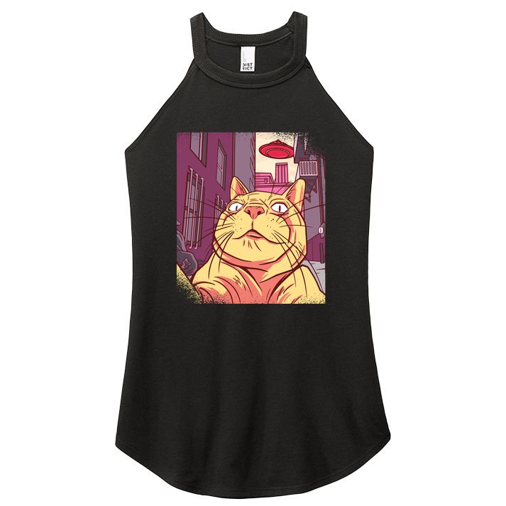 Cat Selfie Funny Women's Perfect Tri Rocker Tank